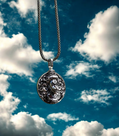 Hanuman Ji Pendant Oxodaised Silver Chain