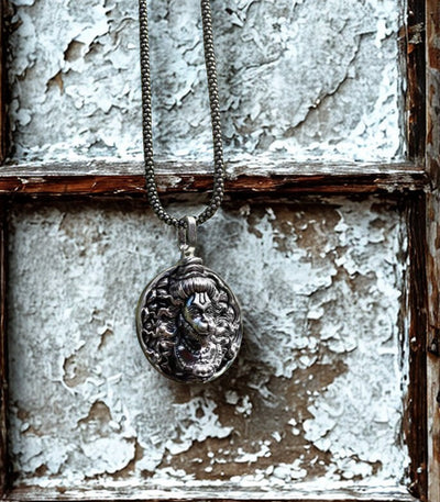 Hanuman Ji Pendant Oxodaised Silver Chain