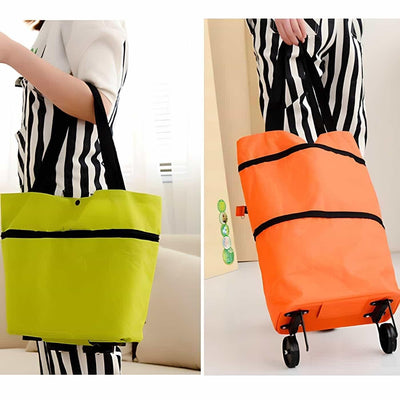 Foldable Lightweight Polyester Shopping Trolley Bag – Multi-Purpose Waterproof Grocery & Travel Trolley Bag