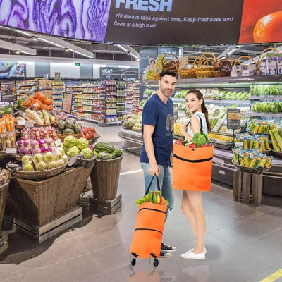 Foldable Lightweight Polyester Shopping Trolley Bag – Multi-Purpose Waterproof Grocery & Travel Trolley Bag