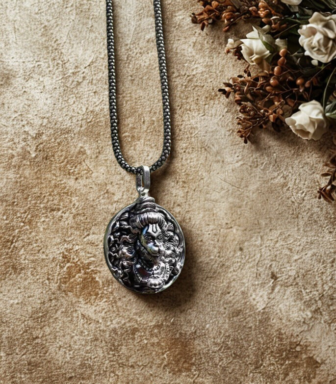 Hanuman Ji Pendant Oxodaised Silver Chain