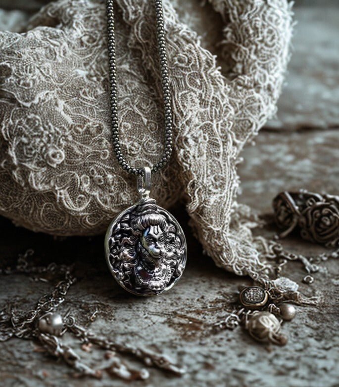 Hanuman Ji Pendant Oxodaised Silver Chain
