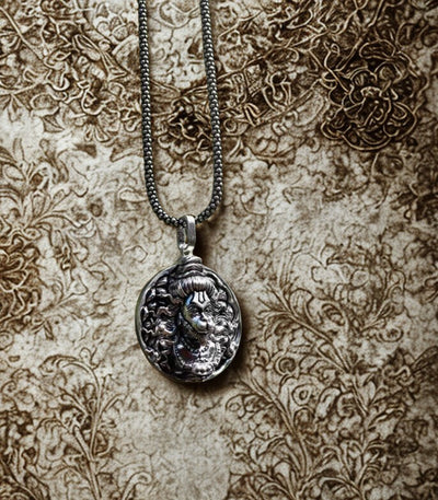 Hanuman Ji Pendant Oxodaised Silver Chain